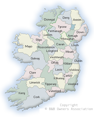 Map of Ireland Accommodation